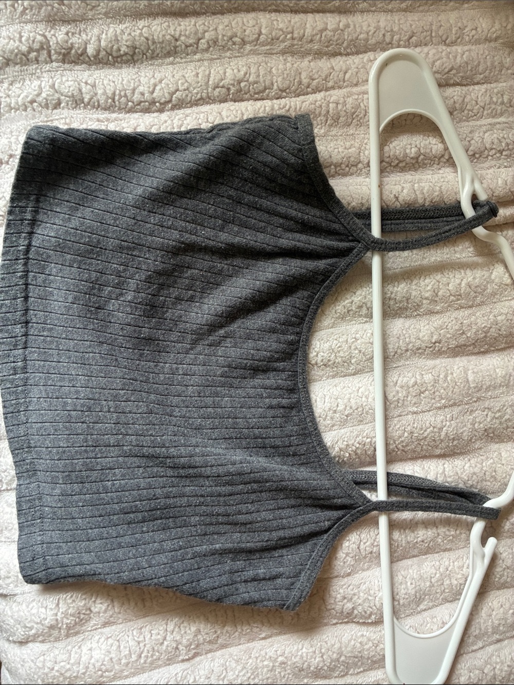 Ribbed Grey Cropped Tank Top